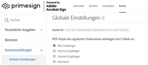 Signieren mit Adobe Acrobat Sign - KontoID
